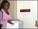 Tanya Clay House, PFAW Public Policy Director, delivers the VRA petitions to Rep. Boehner's office.